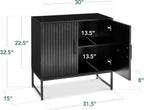 Best Choice Products Slatted Sideboard Buffet Cabinet, Entryway Table, Accent Storage Cabinet, Console Table for Hallway, Living Room, Dining Room – Black
