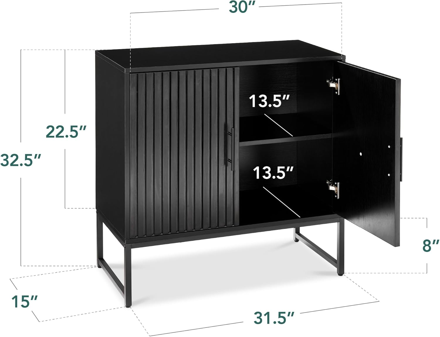 Best Choice Products Slatted Sideboard Buffet Cabinet, Entryway Table, Accent Storage Cabinet, Console Table for Hallway, Living Room, Dining Room – Black