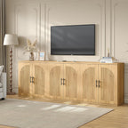 Furniouse Fluted Buffet Cabinet with Storage Sideboard Cabinet with Adjustable Shelf, Modern Accent Cabinet with Fluted Arched Doors for Living Room, Dining Room, Natural Oak