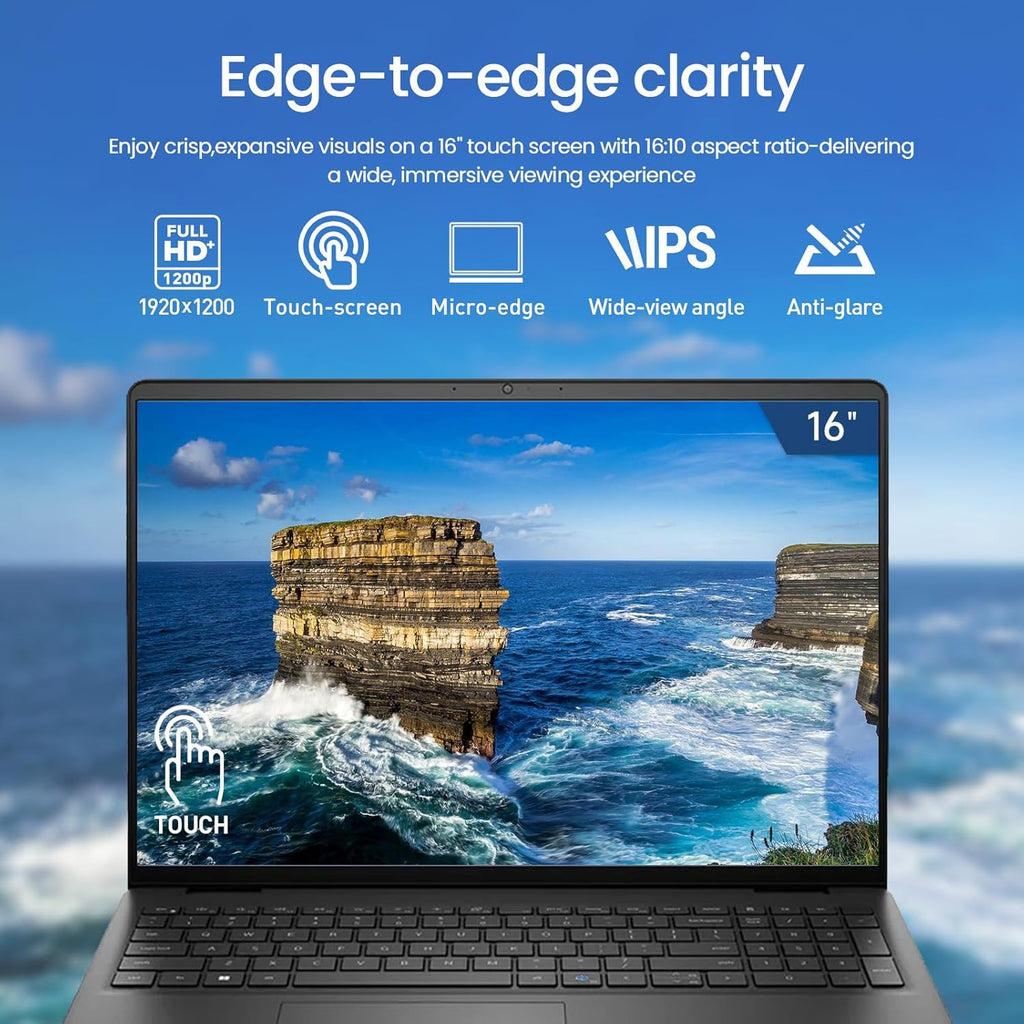 Dell 16 Laptop Touchscreen Computer  16" FHD+ Touch Screen Student & Business Laptop PC  Intel Core 7 (10-Core  Beat i7-1355U)  32GB DDR5 2TB SSD  Windows 11 Pro  Backlit Keyboard 10-Key  Copilot Key