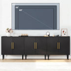 Vrullu Modern Storage Cabinet, Free Standing Buffet Cabinet, Black Sideboard and Buffet Storage, Wood Accent Furniture for Living Room, Hallway, Entryway, Dining Room (1, Black) | Modern, Sideboard, Buffet Storage, with Doors, Accent Cabinet, 1