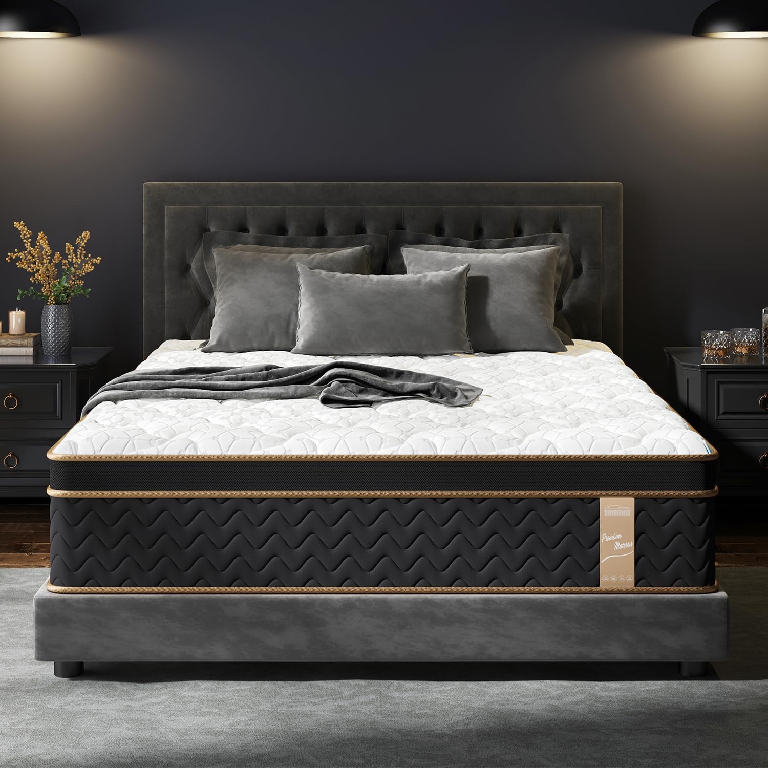 King Mattress 10 Inch, Cooling Hybrid Bed in a Box, Individual Pocket Springs, Motion Isolation, Targeted Hip/Shoulder/Lumbar Support, Fiberglass-Free, Ergonomic Zones, 365-Night Trial, CertiPUR-US