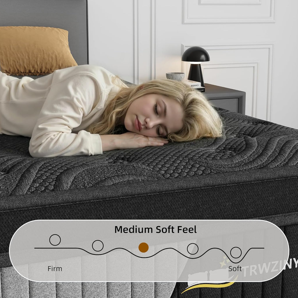 14 Inch Queen Luxury Hybrid Mattress - Gel Memory Foam & Pocket Springs for Cooling Comfort & Motion Isolation, CertiPUR-US Certified, in a Box,Ash Black (14 Queen)