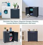Sunnydaze 25.5" H Resin Garage Storage Cabinet - Garage Cabinet with Adjustable Shelf - Freestanding Utility Storage for Laundry Room, Office, Basement - Charcoal