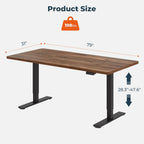 Dual Motor Standing Desk, Large Stand Up Desks, 79x31 Inches Electric Sit Stand Desks, 4 Memory Preset Adjustable Height Computer Table for Home Office with Splice Board (Brown)