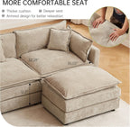 Modular Sectional Sofa, 112.2 Inch L Shaped Couch Set with Armrests, 3-Seater Comfy Cloud Couches for Living Room Apartment, Coffee