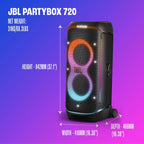 JBL PartyBox 720 - Loudest Battery-Powered Party Speaker with Superior Pro Sound and a Futuristic lightshow  Up to 15 Hours Playtime & IPX4 Splash Proof (Black)