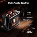 Ca'Lefort Electric Wine Chiller - 46-64°F Wine Cooler for 2 Standard Bottles (3.6" Dia.), All-in-1 Set Electric Opener & 2 Glasses, Perfect for Red, White, Champagne at Home/Office, Gift for Men Women