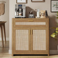VASAGLE ELLAN Collection - Boho Buffet Cabinet with Rattan-Look Doors, Sideboard Storage Cabinet, Rounded Corners, Adjustable Shelf, Drawer, for Kitchen, Natural Brown UBBK601KC01