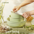 CAROTE 25-Piece Ceramic Cookware Set, Nonstick Pots and Pans Set with Detachable Handle, Non-Toxic Kitchen Cooking Set, Dishwasher & Oven Safe, Induction Compatible, PFAS Free, Green