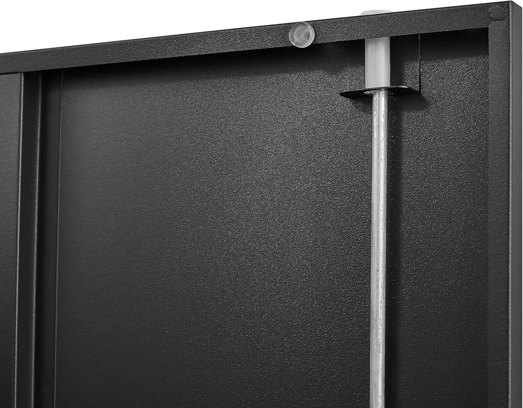 Metal Garage Storage Cabinet with Lock, 71" Tall Steel Storage Locker with 4 Adjustable Shelves, Heavy Duty Metal Cabinet for Garage, Office, Home, 31.5”W × 16.5”D, Black