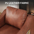 Mid Century Modern Accent Chair, 30 Inches PU Leather Armchairs, Barrel Chair Living Room Chairs Club Chair with Cushion Reading Chair for Bedroom, Apartment, Reading Room, Brown