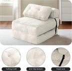 tantohom Folding Sofa Bed, Convertible Sleeper Chair with Pillow Foldable Mattress with Back Support,Space-Saving Sofa for Living Room,Bedroom (White)