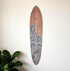 HEADWATERS STUDIO Wooden Surfboard Wall Decor Growth Chart - Surf Board Wall Decor for Kids Room, Wooden Growth Chart for Wall, Surfboard Wall Art, Surfboards for Decoration - Blue Wave (9.5"x 45")