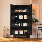 61" Tall Farmhouse Metal Pantry Cabinet, Kitchen Pantry Storage Cabinets with 2 Barn Door and Adjustable Shelves,Metal Pantry Storage Cabinet,for Kitchen,Laundry Room,Home Office,Kids Room (Black)