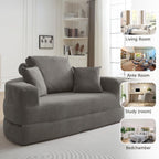 71" Boneless Couch Sofa Bed Oversized Round Couch 2-in-1 Foldable Floor Loveseat Sofa for Living Room and Apartment No Assembly(Gray, 71")