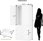 Armoire Wardrobe Closet with 3 Deep Drawers and Doors 71" Clothing Storage Cabinet with Hanging Rod Wooden Wardrobe Cabinet for Bedroom, Large Capacity Storage White