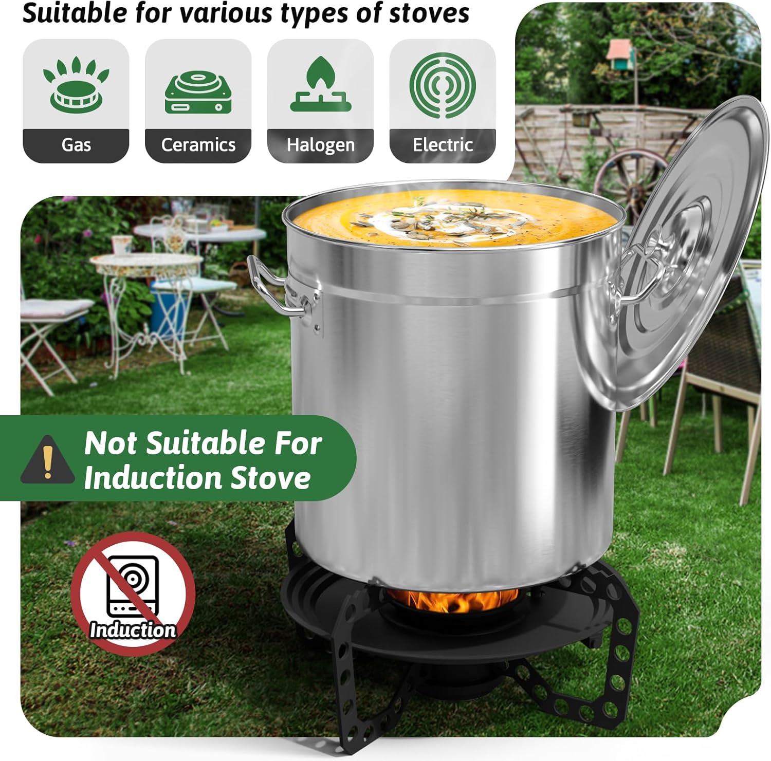 36-Quart Stainless Steel Seafood Boil Pot with Lid,Crab, Lobster, Shrimp Boil Stock with Strainer, Turkey Fryer Pot, Stock Boiler Deep,Fried Cooker for Commercial Outdoors
