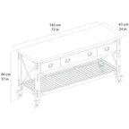 Building Products 72 in. 3-Drawers Rolling Industrial Workbench and Wood Top