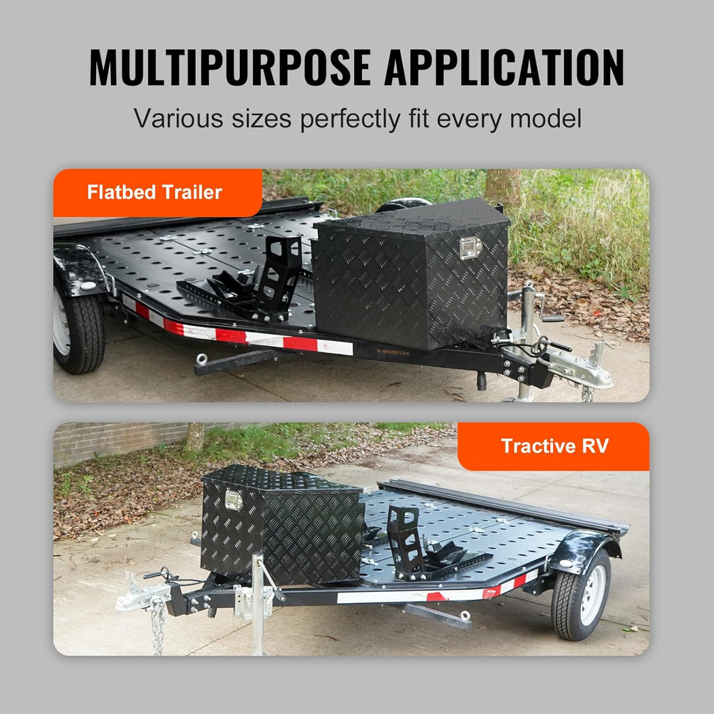 VEVOR Trailer Tongue Box, Heavy Duty Trailer Tongue Tool Box Storage Organizer with Lock & Keys, Utility Tool Chest for Pickup Truck Bed, RV, SUV, Off-Road Vehicle, Aluminum, 39" x 16.5" x 12", Black