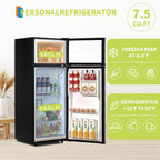 7.5 Cu.Ft Refrigerator with Freezer, 2 Door Fridge, 7 Settings Temperature Adjustable, Large Capacity, Food Storage or Cooling drinks,for Dorm, Office, Bedroom, Kitchen, Bar Use