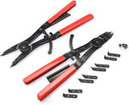 Neiko 02130A Heavy Duty 16" Snap Ring Plier Set, 2 Piece, External and Internal Pliers, Straight, 45°, 90° Tips