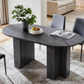 OKD 63 Inch Modern Wood Oval Dining Table for 4-6, Dining Room Table with Stable T-Shaped Base & Metal Frame & Thick Tabletop, Sturdy Kitchen Table for Dinner Room, Kitchen, Gathering, Dark Alder