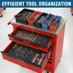 6-Drawer Rolling Tool Chest with Stainless Steel Countertop,Tool Chest with Secure Locking System,Mobile Storage Tool Cabinet with 360°Wheels and Padded Feet,for Home,Garage (Red)
