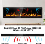 68 inch Electric Fireplace Inserts and Wall Mounted with Remote Control & Touch Screen 1500W Fireplace Heater Ultra Narrow Frame
