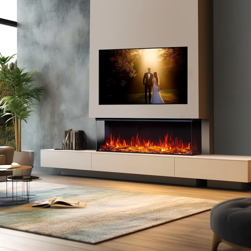 LegendFlame 51" W Smart Build in Electric Fireplace Insert, 1-2-3 Sided View, Heater 750W/1500W, Multi Colors of Flame & Fuel Bed, Alexa/Google Assistant Enabled