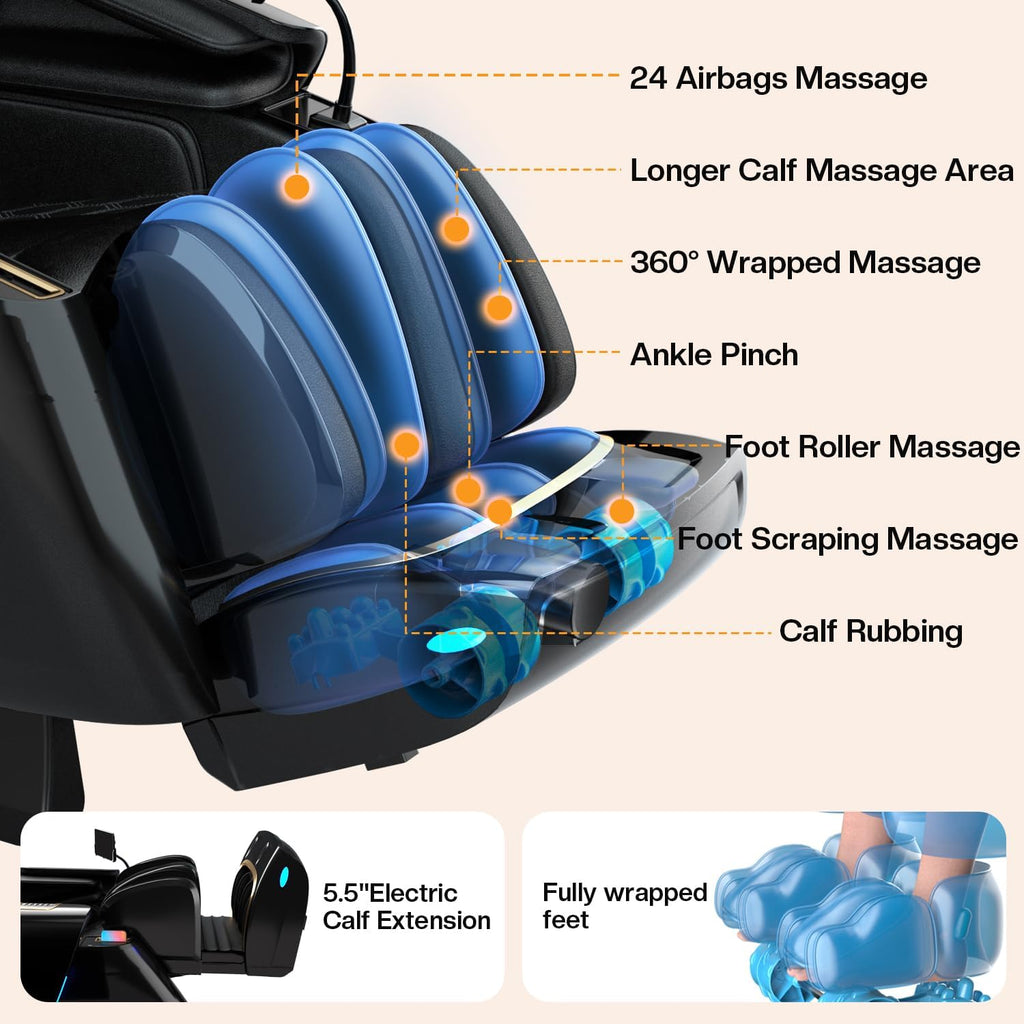 4D Zero Gravity Massage Chair,52" SL-Track Sliding Massages,AI Voice Control System,LCD Touch Screen,52 Airbags Soft Massage,Body Scan and Calfrest Extension Massage Chairs Full Body, Wireless Charger