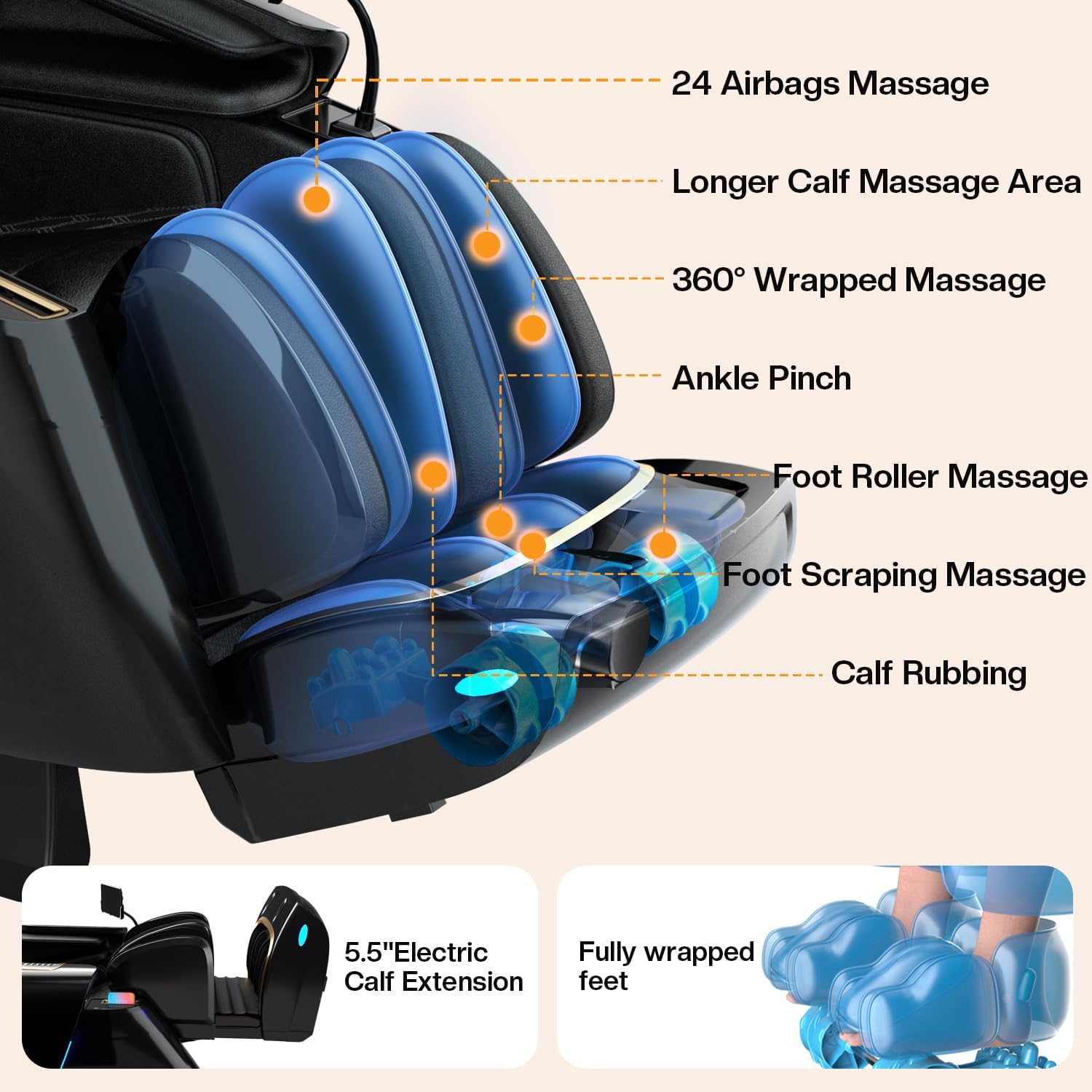 4D Zero Gravity Massage Chair,52" SL-Track Sliding Massages,AI Voice Control System,LCD Touch Screen,52 Airbags Soft Massage,Body Scan and Calfrest Extension Massage Chairs Full Body, Wireless Charger