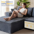 MAXYOYO 104" Modular Sectional Couch with L-Shape Chaise, Modern Boneless Couch for Living Room, Sofa in A Box, Oversized Sofa Sleeper with Deep Seat, No Assembly Required, Dark Grey