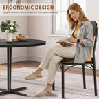 Jocoevol Dining Chairs Set of 4 - Upholstered Dining Room Chairs with PU Leather, Industrial Kitchen Chairs with Wooden Backrest and Thickened Metal Legs, for Dining Room, Living Room（Black）