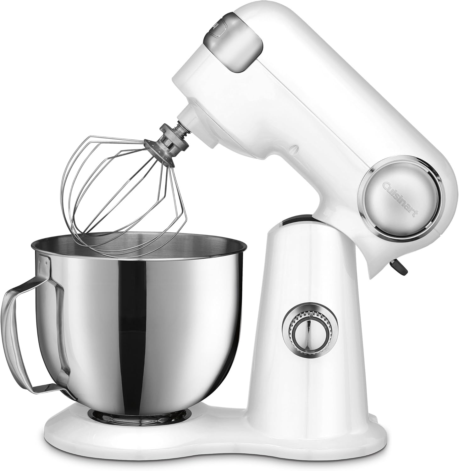 Cuisinart Stand Mixer, 12 Speed, 5.5 Quart Stainless Steel Bowl, Chef's Whisk, Mixing Paddle, Dough Hook, Splash Guard w/ Pour Spout, White Linen, SM-50, Manual