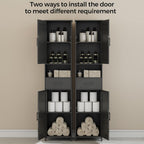 Homhedy 67" H Tall Bathroom Storage Cabinet with 2 Barn Doors and 1 Drawer, Narrow Storage Unit, Adjustable Shelves, Floor Cabinet for Bathroom, Living Room, Entryway, Kitchen, Black, (15.7" W)
