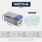X15 12 Volt Refrigerator,Mini Portable Freezer,16 Quart(15.6L) Electric Cooler,12V Car Fridge APP Control,12/24V DC 100-240V AC for Ourdoor, Camping, Travel, Truck,RV, Boat -4℉~68℉