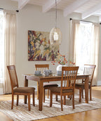 Signature Design by Ashley Berringer | Spindle Back 18" Dining Chairs (Set of 2) – Rustic Light Brown with Upholstered Cushioned Seat
