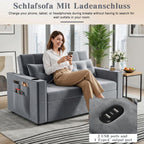3-in-1 Pull Out Sofa Bed with Charging Station, Cup Holder & Side Storage - 70" Multi-Functional Recliner Sofa Bed for Home Living Room Grey 2