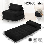 HABUTWAY Folding Sofa Bed, Convertible Sleeper Chair Bed w/Dual-Pillow & Handle, Foldable Floor Sofa Lounge w/Back Support for Living Room, Bedroom, Apartment, Office, Single, Black