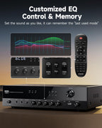 Donner Stereo Receivers  5.1 Channel Audio Amplifier with Bluetooth 5.3  Optical/Coaxial  USB  FM  2 Mic-in  Echo  RCA  AC-3 Input for Home  Karaoke  Theater Speakers  60W/4R & 25W×3 RMS  MAMP4