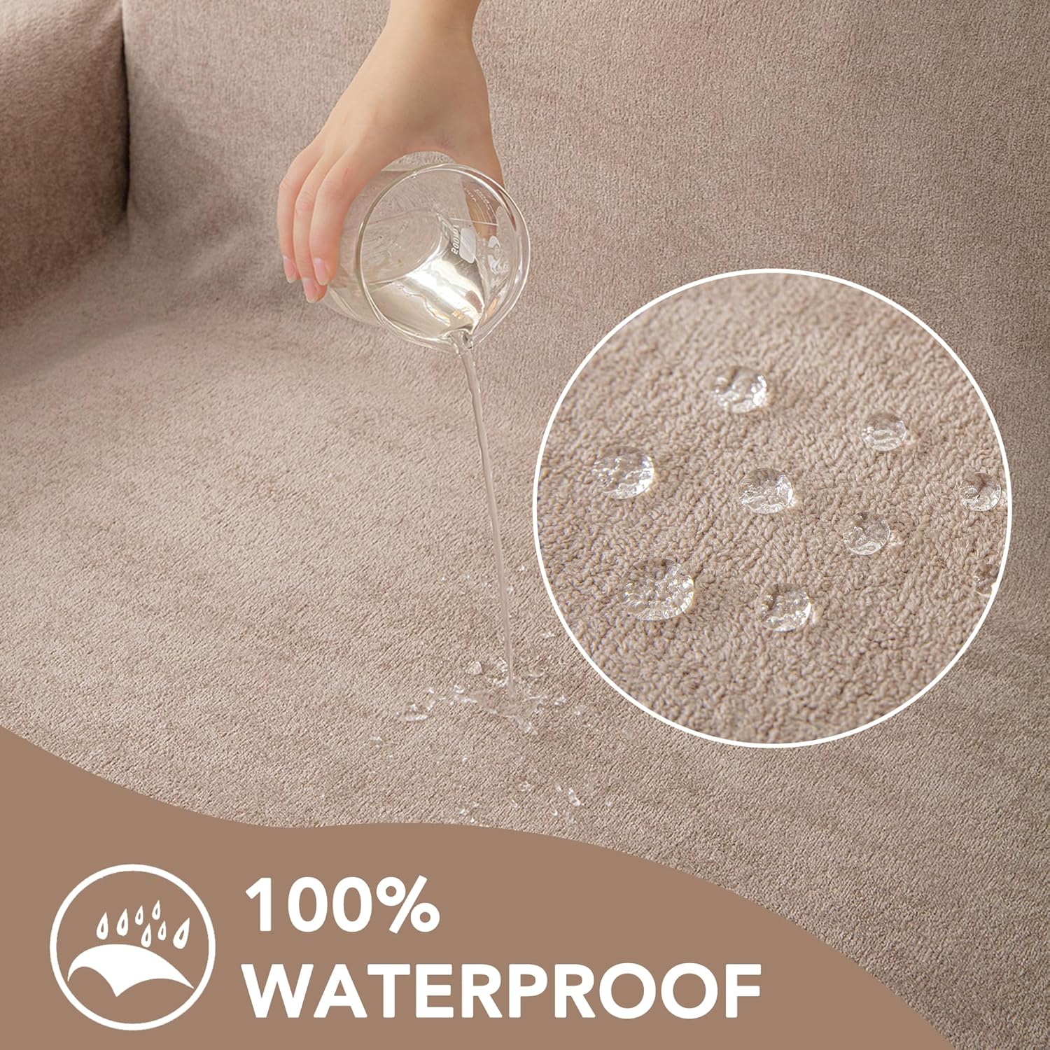 Waterproof Couch Covers for 4 Cushion, Non Slip Cat-Scratch Resistant Sofa Couch Covers for Dogs, L Shape Sectional Protectors Slipcovers, Large Furniture Covers for Pets, 91" x 150", Khaki
