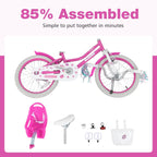 Olakids Kids Bike, 12 14 16 18 20 Inch Toddlers Bike with Doll Seat Basket Adjustable Seat and Handlebar, Handbrake and Coaster Brake, Children's Bicycle for Girls