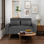 Shintenchi Small Modern Loveseat Couch Sofa, Mid Century Fabric Upholstered 2-Seat Sofa Couch Love Seats Furniture for Small Space, Dark Grey