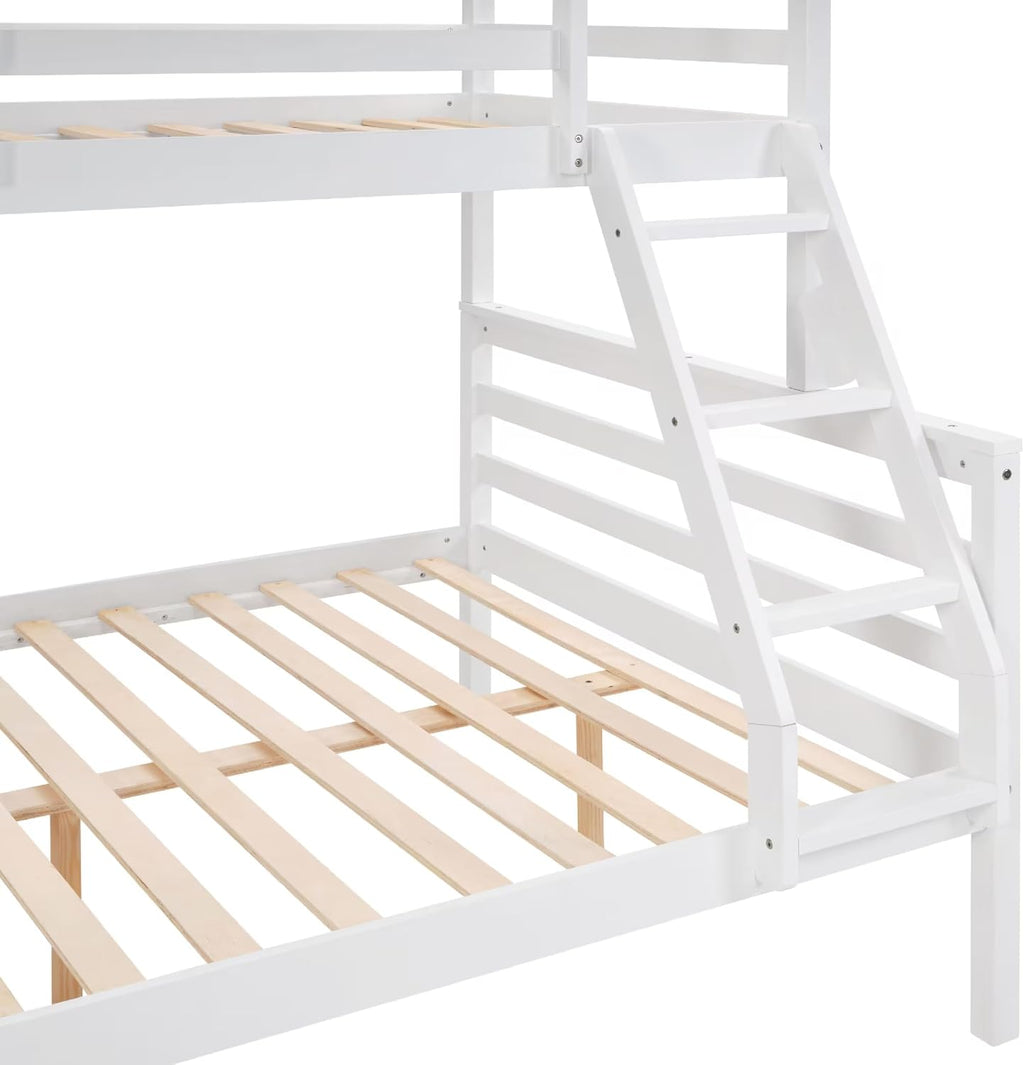 Softa Twin Over Full Bunk Bed with Ladder,Wooden Bunk Bed with High Guardrail and Ladder for Kids, Teens, Dorm Rooms, and Guest Rooms,No Box Spring Needed