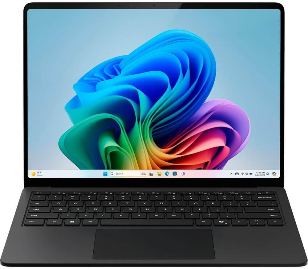 Microsoft Surface Laptop (2024)  Windows 11 Copilot+ PC  13.8" Touchscreen Display  Snapdragon X Elite (12 core)  16GB RAM  1TB SSD Storage  Black