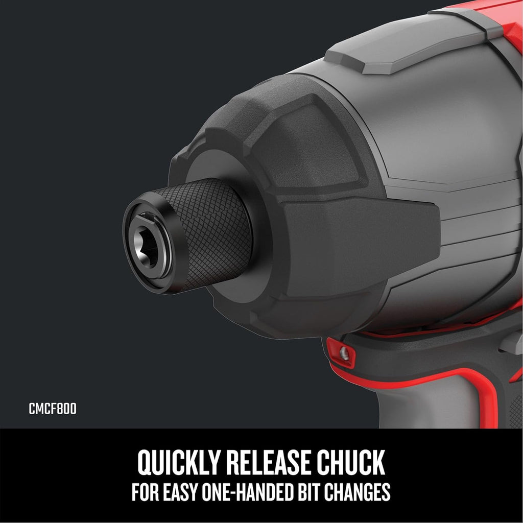 CRAFTSMAN V20 MAX Cordless Drill Driver and Impact Driver Set, Power Tool Set with 2 Batteries and Charger, LED Work Light, 2 Bits, Bag (CMCK200C2)