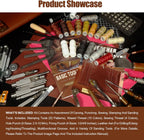 Runfider Leather Working Tool Set 588PCS Professional Leather Craft Tools Kit for Beginners with Carving Cutting Punching Sewing & Stamping Tools Leatherworking Kit for Handicraft DIY
