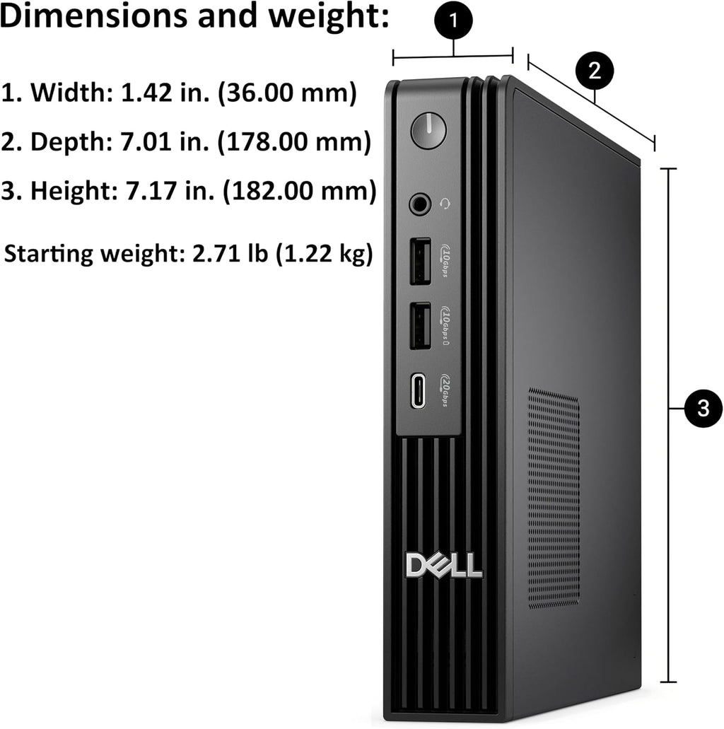 Dell Pro Micro Plus Mini PC (Next Gen OptiPlex 7000 MFF)  Bussiness Desktop Computer AI PC  Intel 14-Core Ultra 5 235T (Beat i7-13700T)  16GB DDR5  512GB SSD  WiFi 6  Bluetooth  4X DP  Windows 11 Pro
