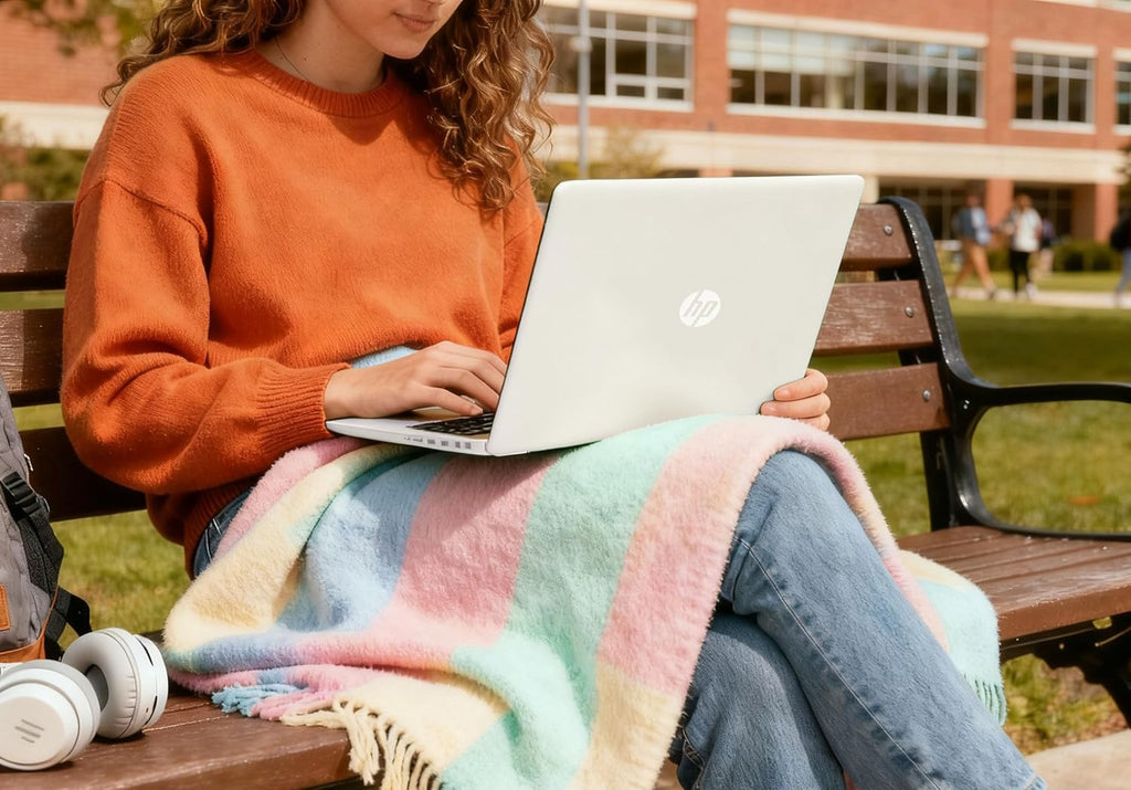 HP 14" Laptop  Intel Dual-Core CPU  8GB RAM  256GB SSD  Soft White Finish  HD Display  Windows 11  Microsoft 365 Web Apps with 1TB OneDrive